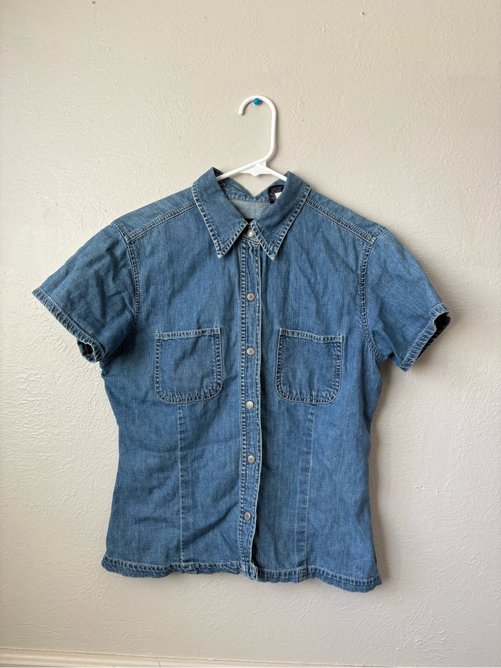 GAP 100% Cotton Short-Sleeve Denim Button-Down Shirt